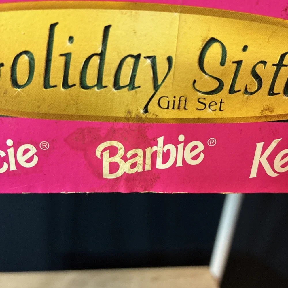 Barbie Holiday Sisters Kelly & Stacie 1999 3-Doll Set Red Santa  New NICE!